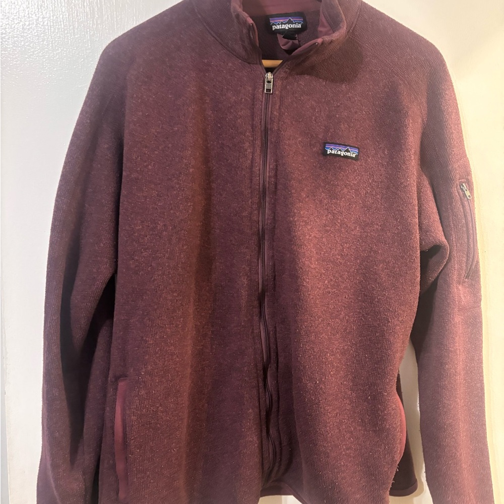 Patagonia Burgundy Full-Zip Teddy Fleece Jacket